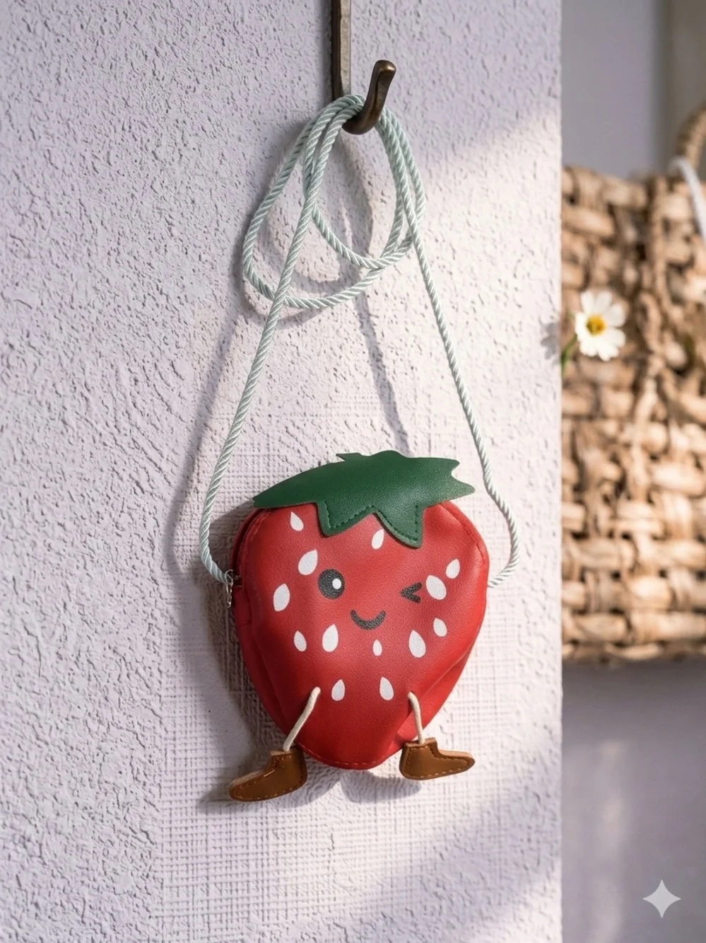 Girls Strawberry Shaped Mini Crossbody Bag Novelty Fruit Purse